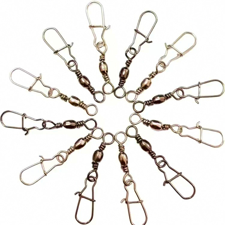 Black Barrel Swivel with Interlock Snap, Sizes 1–14