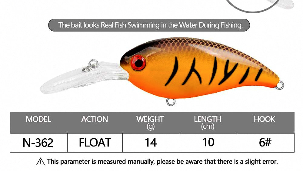 Long-Lip Floating Deep-Diving Lure, 10 cm (3.9 in), 14 g (0.5 oz) – product photo