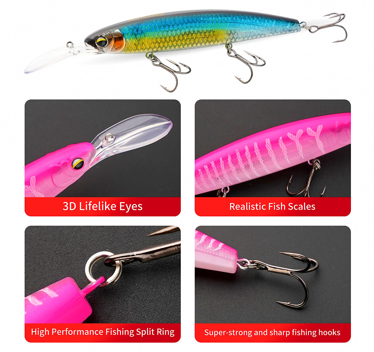 Floating Trolling Minnow Lure, 16 cm (6.3 in) 29 g (1 oz) – product photo
