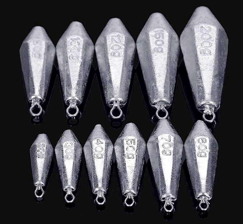 Hexagonal Lead Sinker, Stainless Ring, 0.7–7.1 oz (20–200 g) – product photo