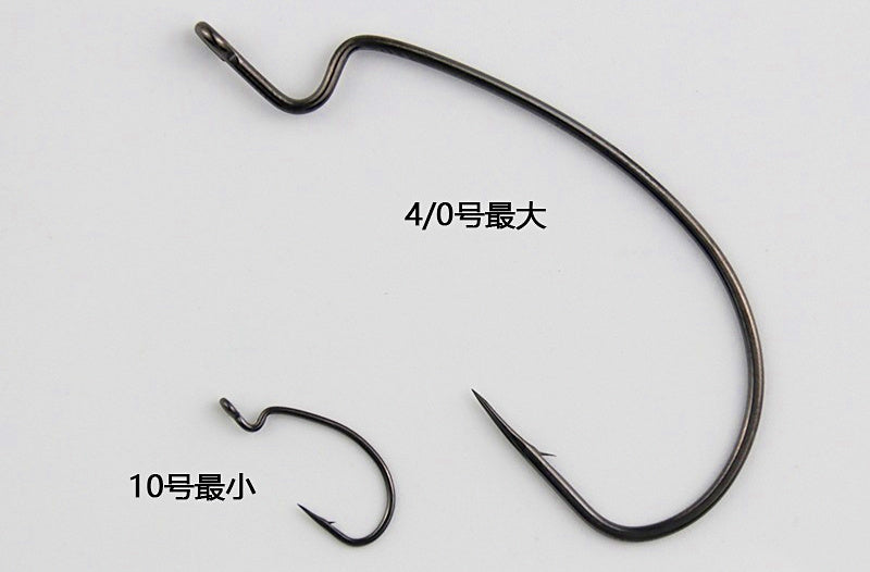 Offset Worm Hook, High Carbon Steel, Sizes 10–4/0 – product photo