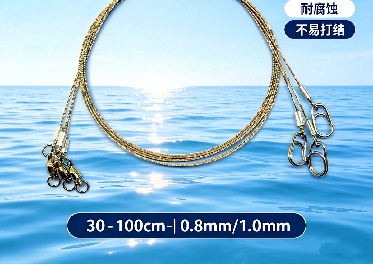 49-Strand Stainless Steel Wire Leader with Swivel, 3 Pack – product photo