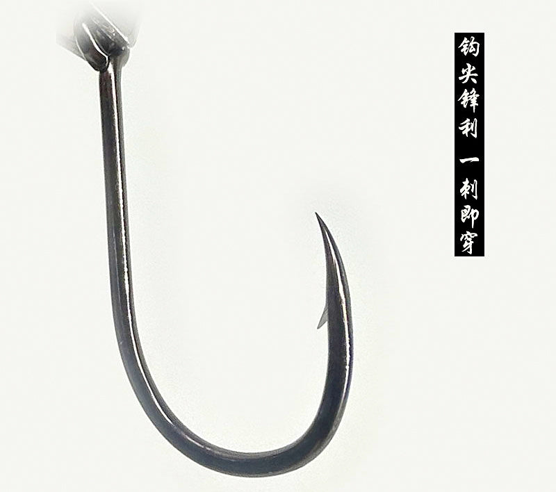 Black Barbed Eyed Hooks, Bulk Pack, Size #0.1–#14 – product photo