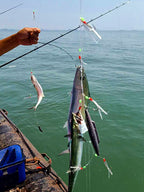 Fish Skin Bait Rig, 10 Barbed Hooks, White or Green – product photo
