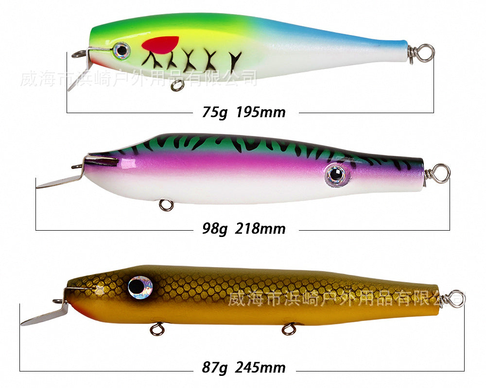 Wooden Deep Diving Minnow Trolling Lure, 75–98 g (2.6–3.5 oz) – product photo