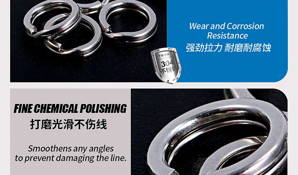 Flattened Stainless Steel Split Rings, Sizes #1–#6 – product photo