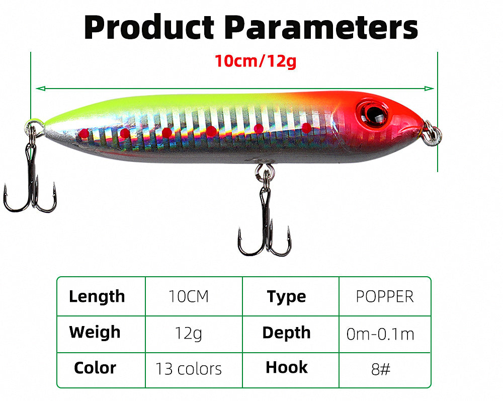 Popper Topwater Lure, 10 cm / 12 g (3.9 in / 0.4 oz) – product photo