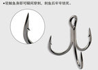 High-Carbon Steel 3X Treble Hooks, Barbed, Tin Plated – product photo