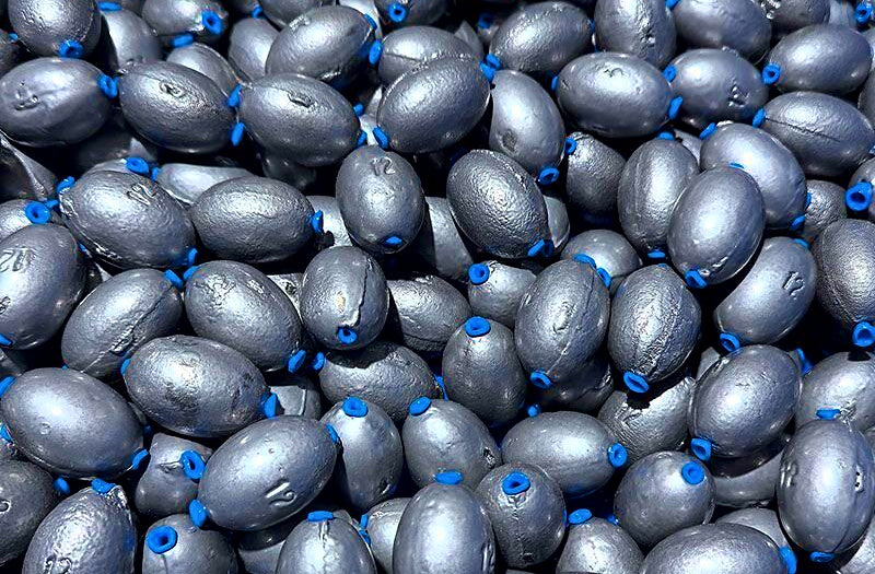 Iron Olive Sinker, Powder-Coated, 0.48–7.05 oz (13.5–200 g) – product photo