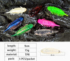 Caterpillar Soft Bait Set, 9 cm 15 g (0.5 oz), 5 Pack + Hooks – product photo