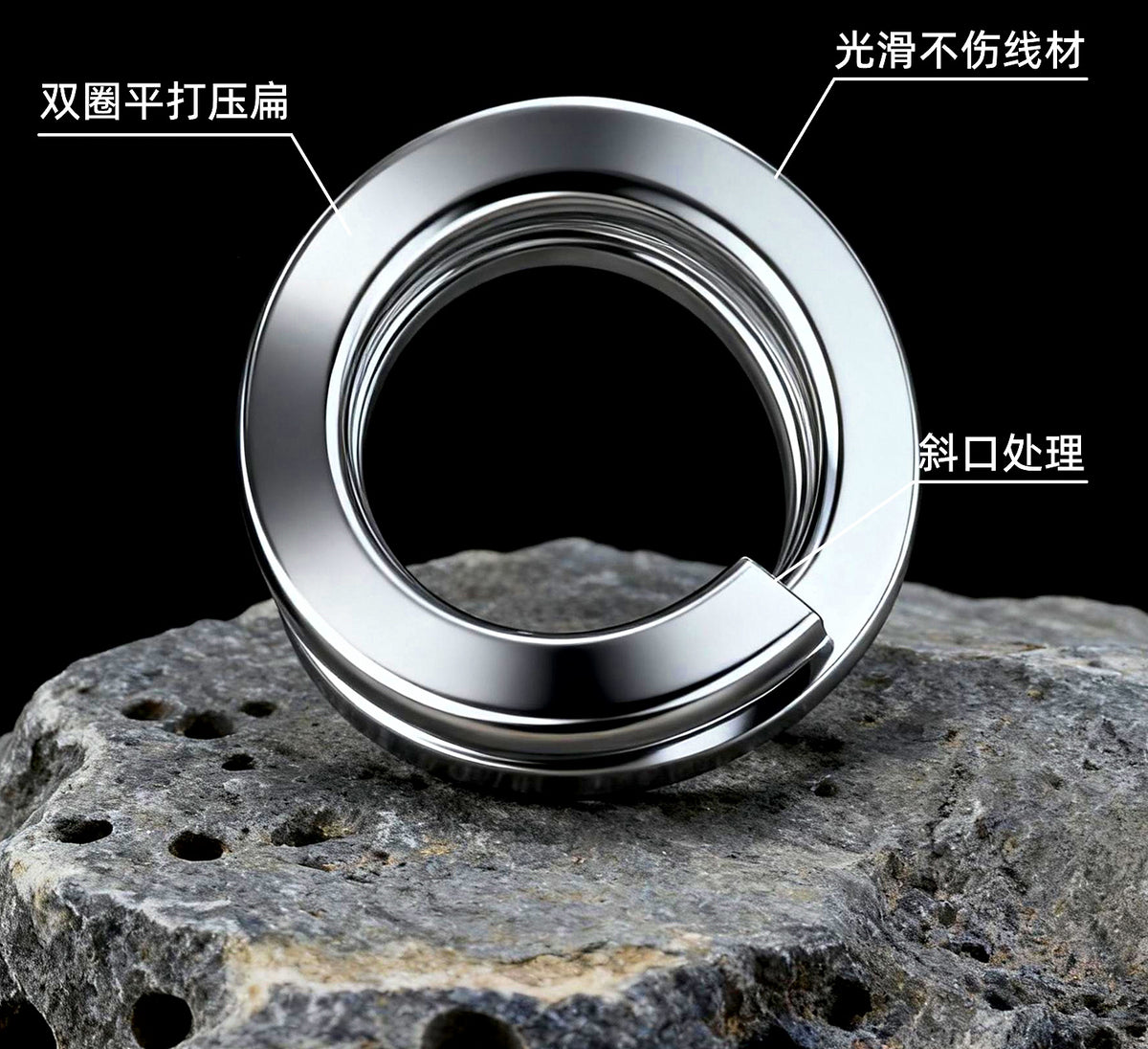 Flattened Double Ring Connectors, Stainless Steel, Sizes 1–6 – product photo