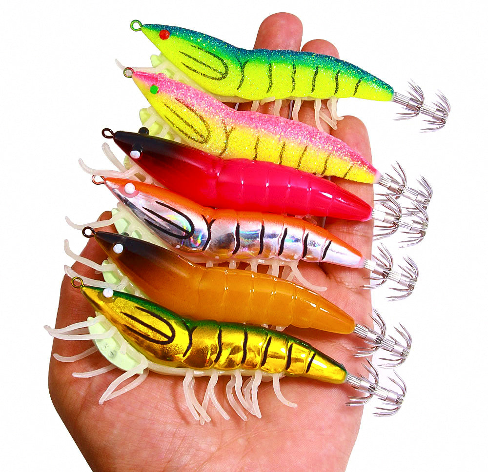 Wood Shrimp Squid Jig, 12 cm (4.7 in) 22.4 g (0.8 oz), Size 3.5 – product photo