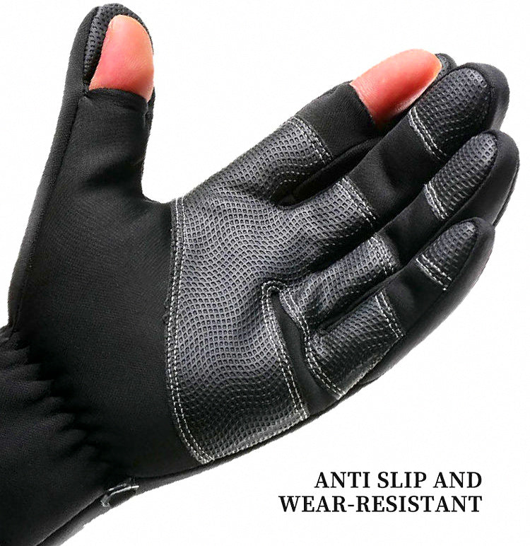 Waterproof Fleece-Lined Fishing Gloves, 2 Fingers Exposed – product photo
