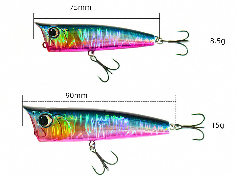 Topwater Walking Popper Lure, 8.5 g & 15 g (0.3 & 0.53 oz) – product photo
