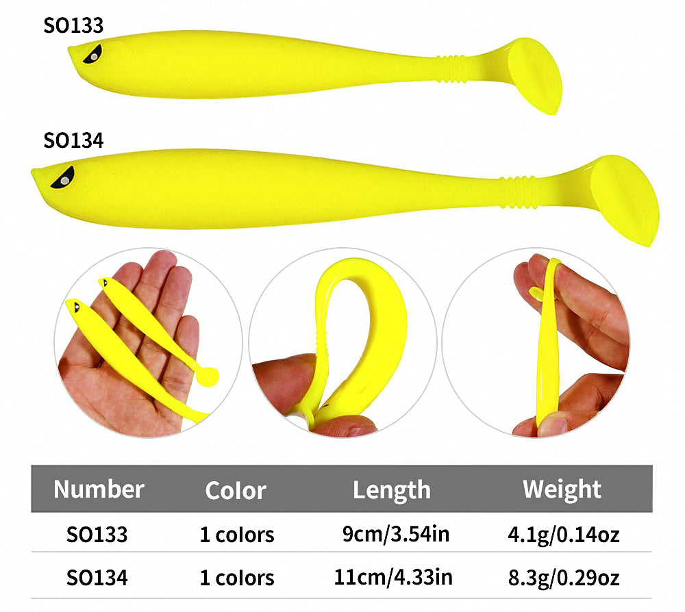 T-Tail Soft Swimbait Lures, 9 cm & 11 cm (3.5 & 4.3 in) – product photo