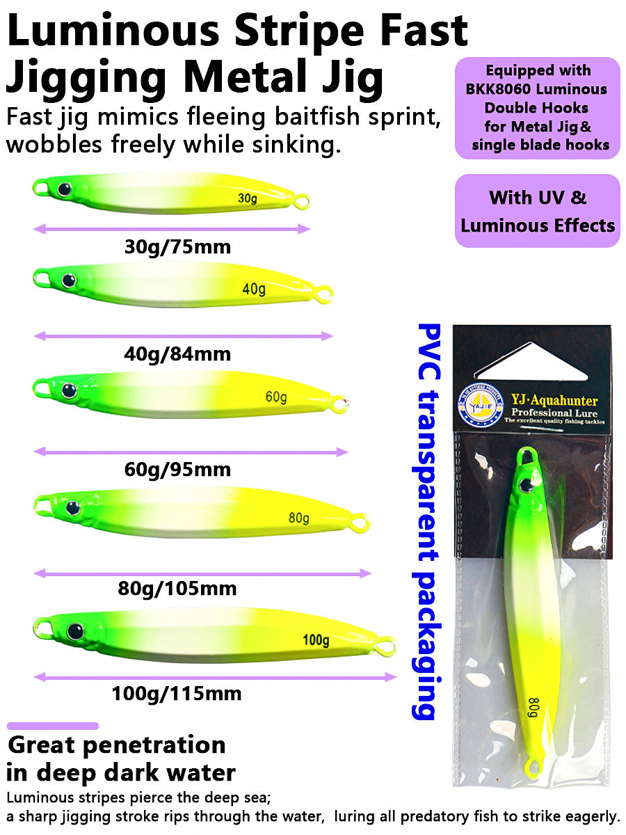 Glow Stripe Metal Jig, 30–100 g (1.1–3.5 oz) – product photo