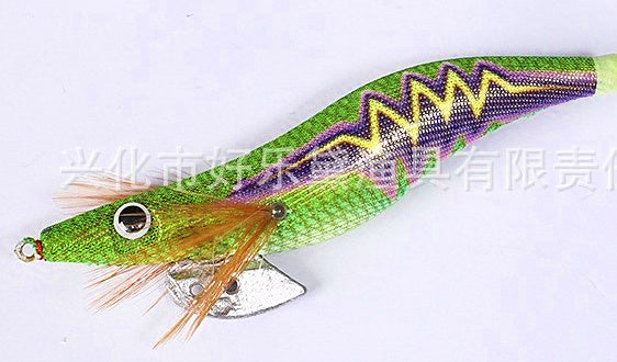 Glow Wooden Shrimp Squid Jig, Lightning Pattern, 2.5–3.5 Size – product photo
