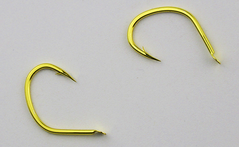 Gold Barbed Short Shank Hooks, 50-Pack, Sizes 5–12 – product photo