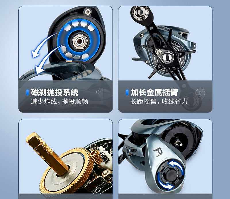 Micro Round Baitcasting Reel, 7.3:1, 6 Bearings – product photo