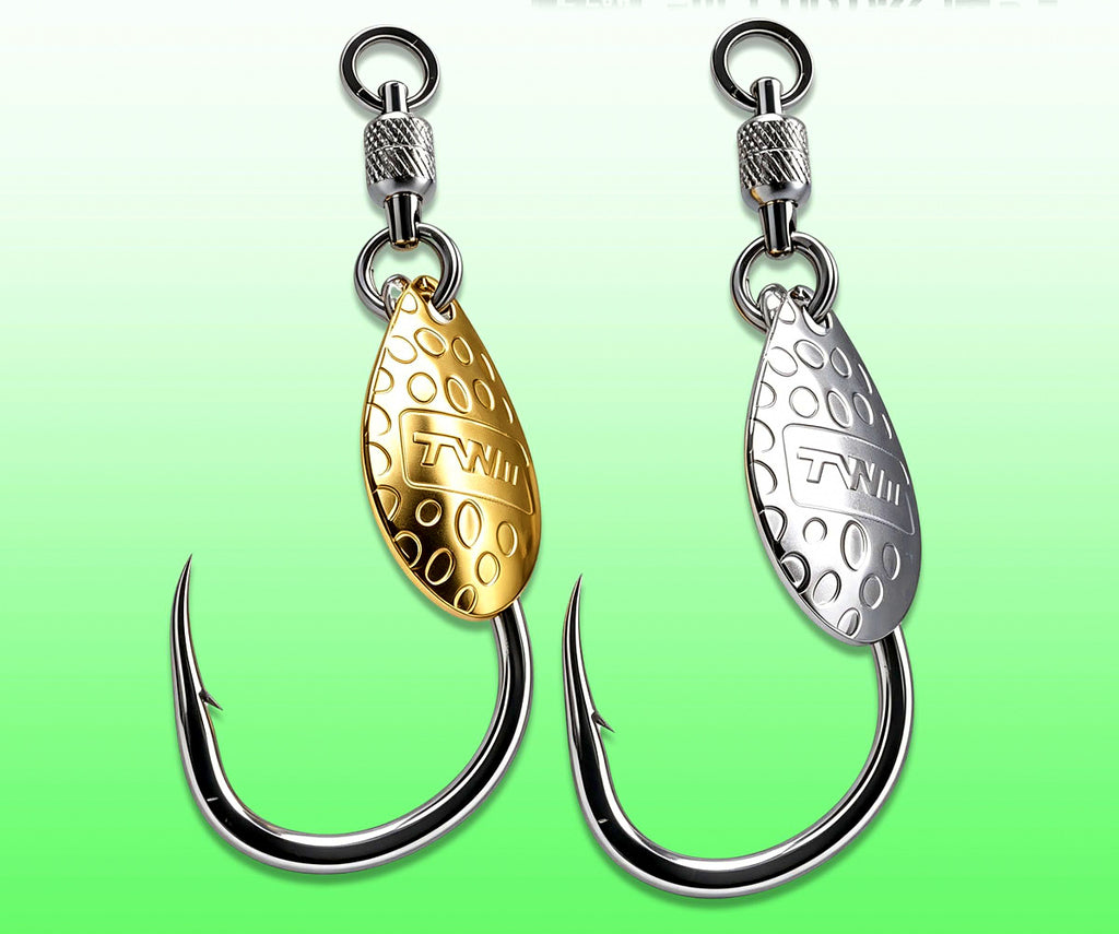 Rotating Spinner Hook with Bearing, #1–4/0, Gold/Silver – product photo