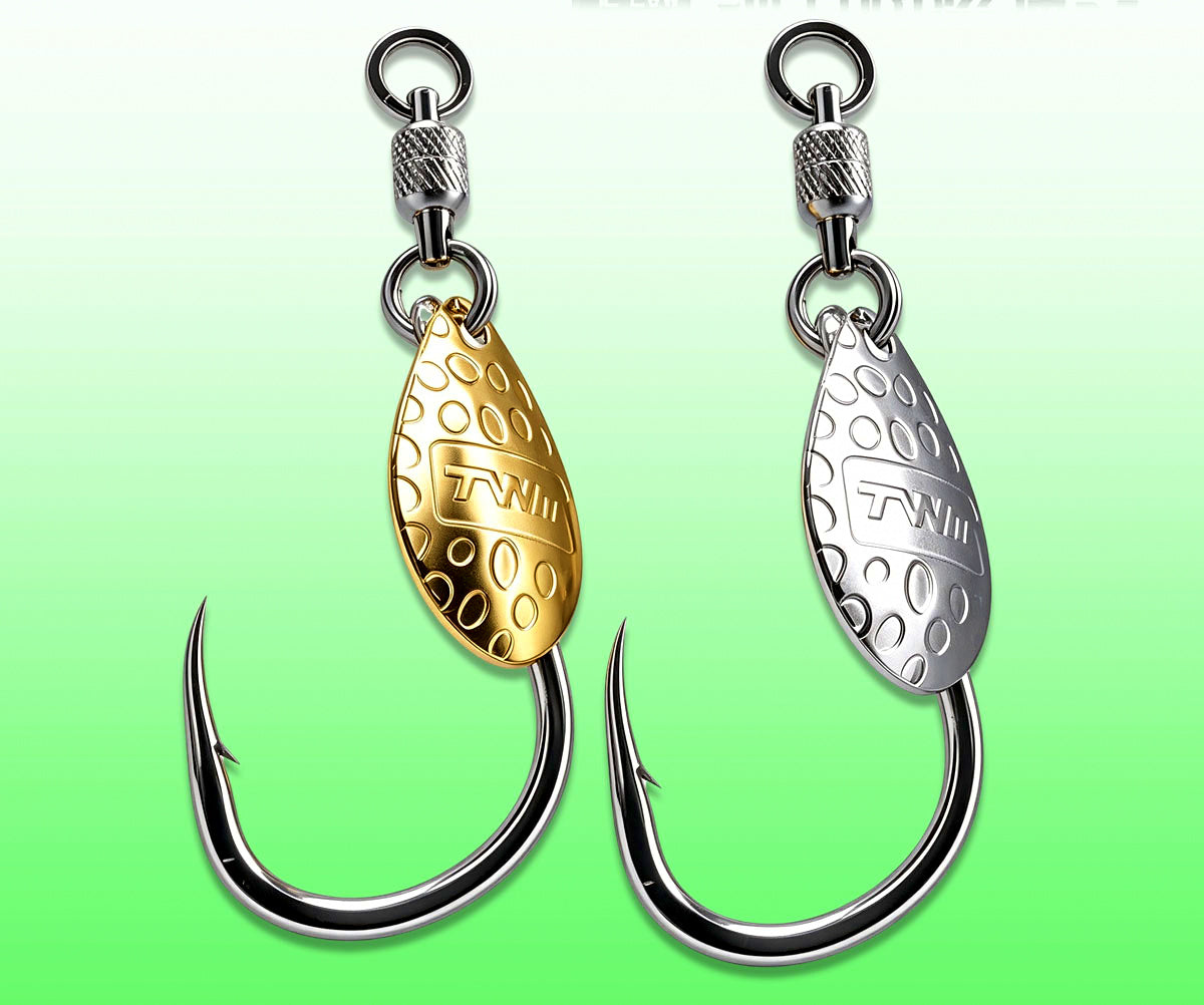 Rotating Spinner Hook with Bearing, #1–4/0, Gold/Silver – product photo