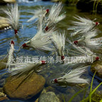 White Feather Treble Hooks, Barbed, Blood Groove, Size 1–12 – product photo