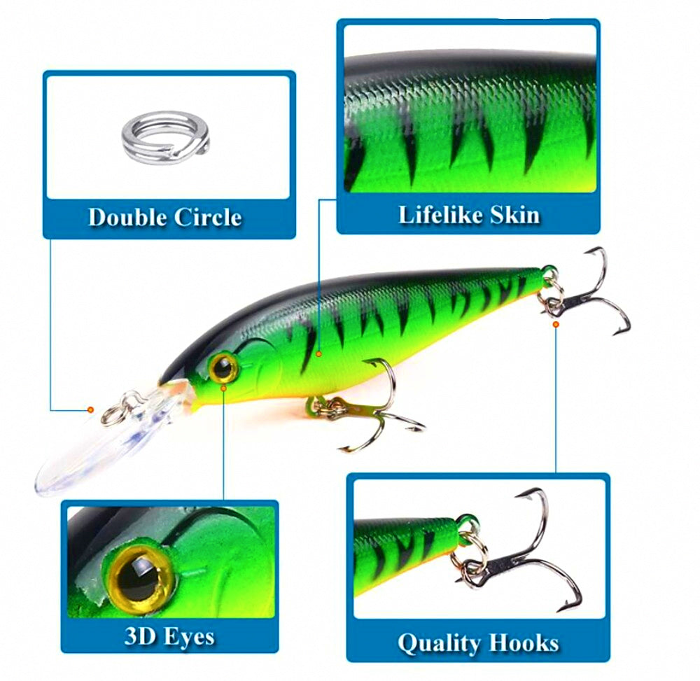 Long Lip Minnow Hard Bait, 11 cm (4.3 in), 10 g (0.35 oz) – product photo