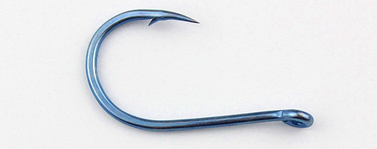 Barbed Eyed Hooks, Blue Finish, Sizes 1–16, 50–1000 pcs – product photo