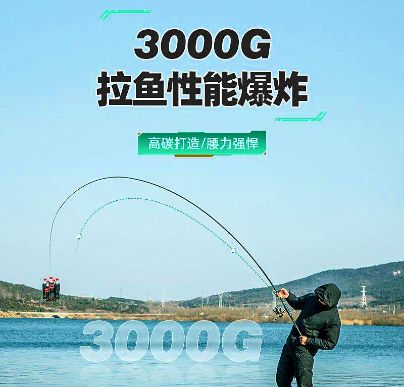Carbon Rock Fishing Rod, Large Guides, 3.0–6.3 m (9.8–20.7 ft) – product photo