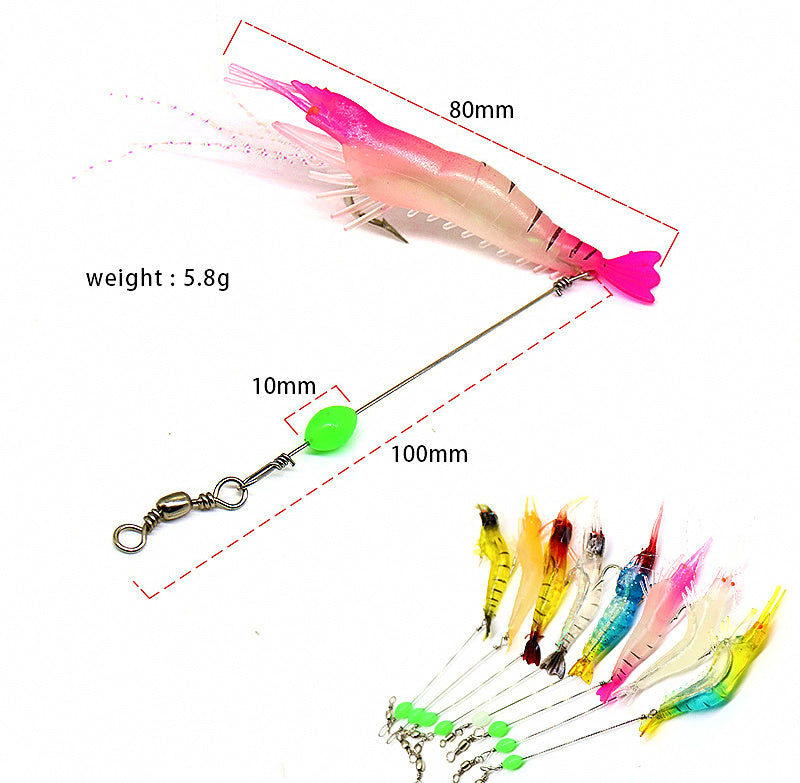 Soft Shrimp Lure with Hook, Glow Bead, 8 cm 5 g (0.18 oz) – product photo
