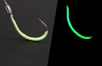 Pre-Tied Glow Offset Hooks with Barb, No. 12–28 (Saltwater) – product photo