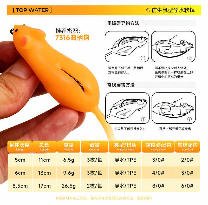 Floating Soft Mouse Lure, 11–17 cm (4.3–6.7 in) – product photo