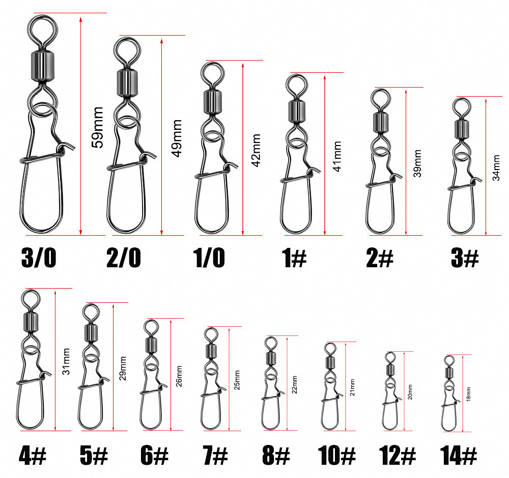 Carbon Steel Snap Swivels, Sizes 14 to 3/0, 1 or 50 Pack – product photo