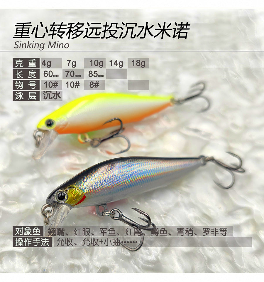 Slow-Sinking Minnow Lure, 4.5–10 g (0.16–0.35 oz) – product photo