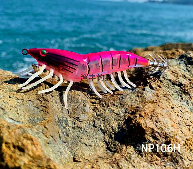 Glow Squid Jig Egi, Realistic 3D Wood Shrimp, Size 3.0/3.5 – product photo
