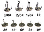Black Steel Treble Hooks for Lures, #10 to 3/0 – product photo