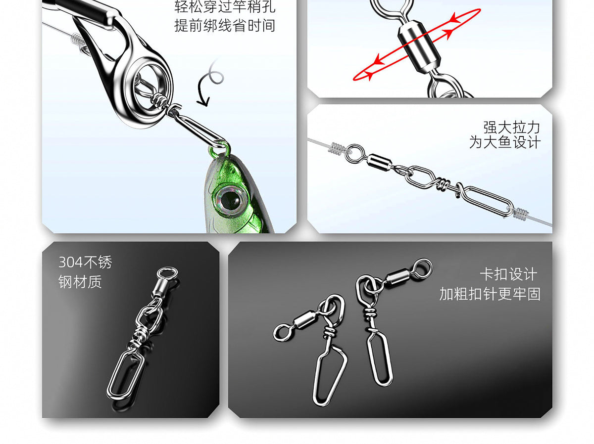 Narrow Stainless Steel Lure Snaps for Jigs, 10 / 20 Pack – product photo