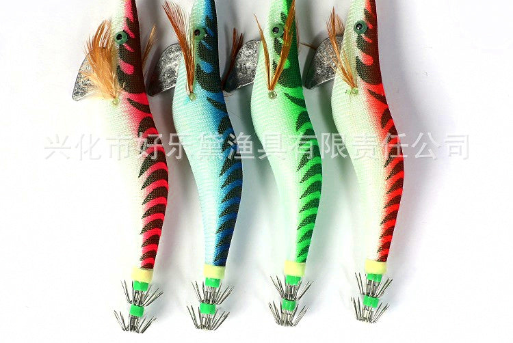 Wooden Shrimp Squid Jig (Egi), Glow, Sizes 2.0–5.0 – product photo