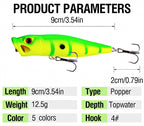 Popper Topwater Lure, 9 cm (3.5 in) 12.5 g (0.44 oz) – product photo