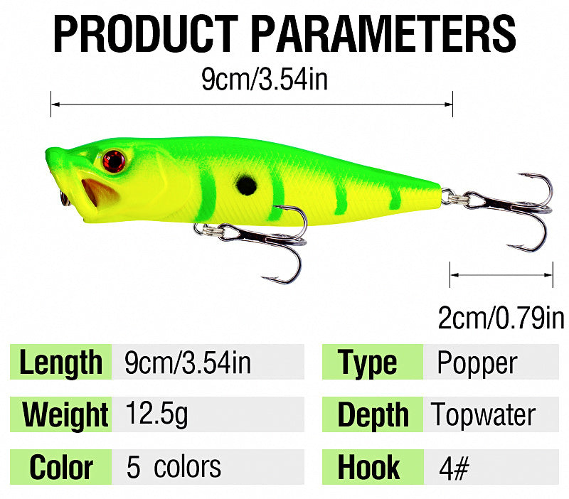 Popper Topwater Lure, 9 cm (3.5 in) 12.5 g (0.44 oz) – product photo