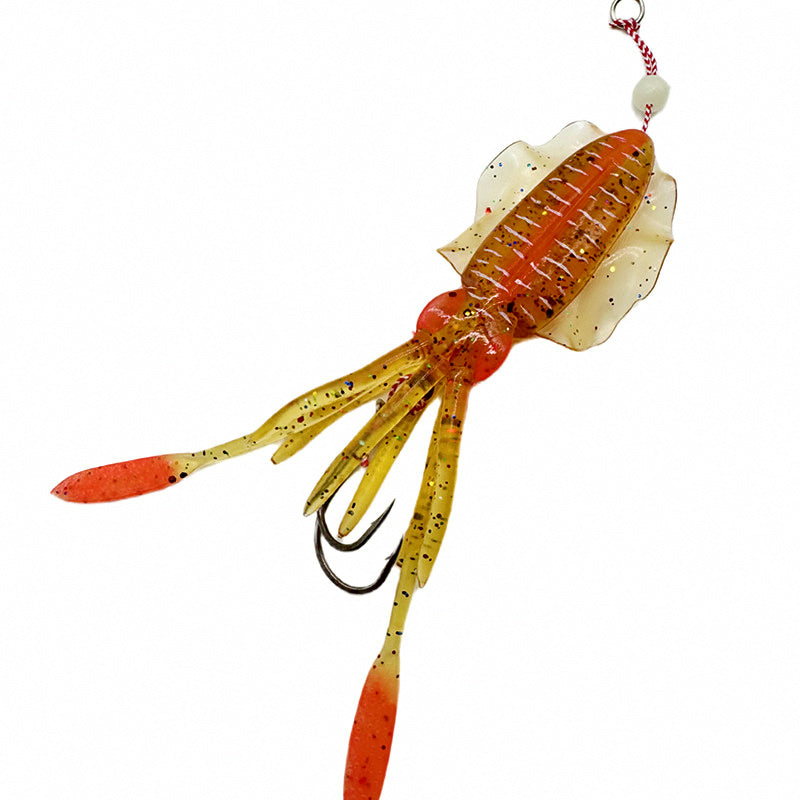 UV Glow Squid Jig Soft Bait, Double Hook, 10-15 cm (4-6 in) – product photo