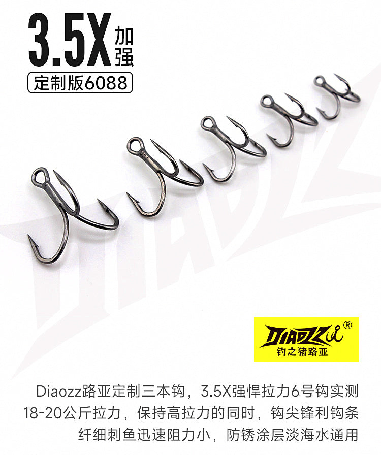 Short Shank Treble Hooks, Carbon Steel, Size 2–18 – product photo