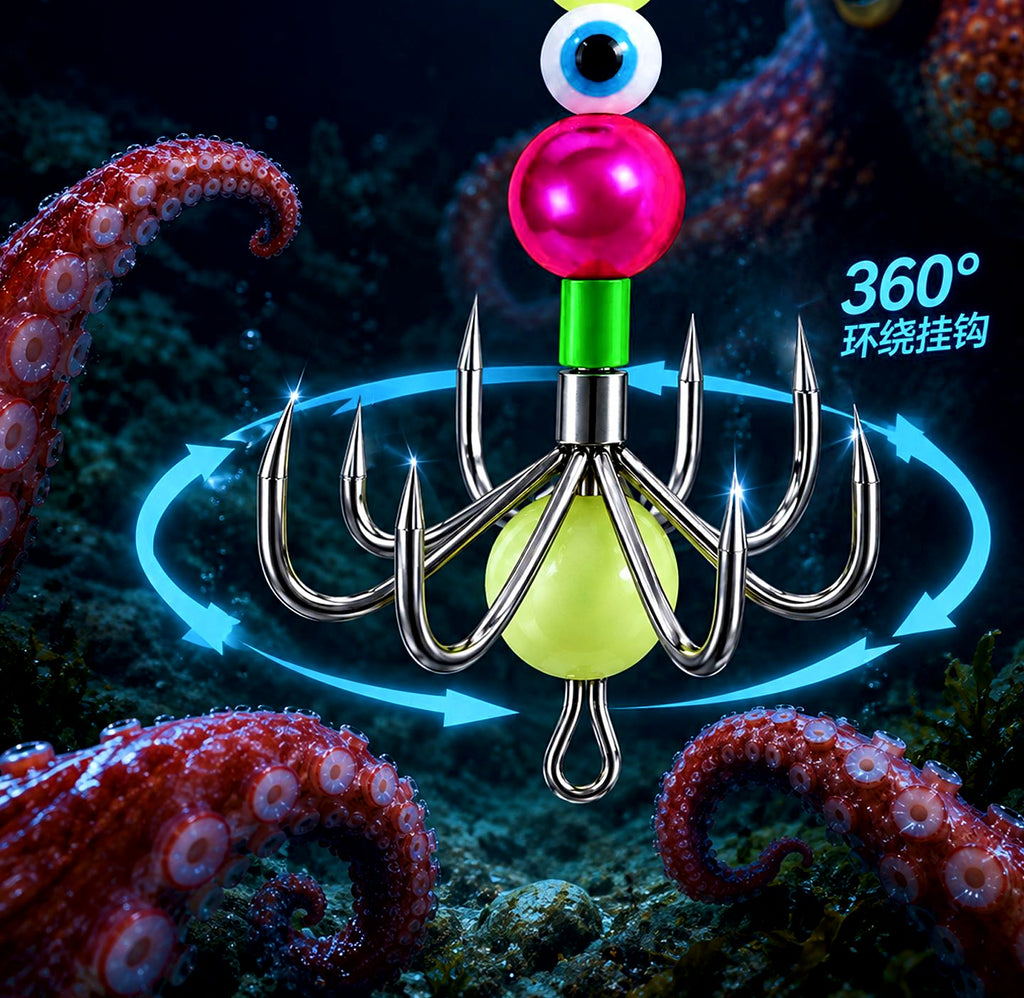 Octopus Squid Hook Size 19, Barbed, Assorted Styles – product photo