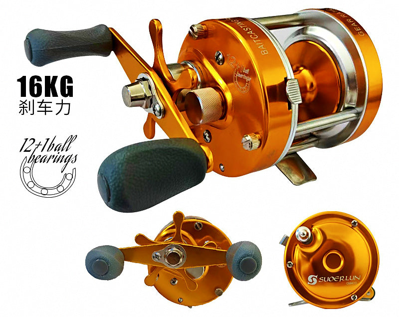 Gold Baitcasting Reel 5.2:1, 14BB, Saltwater Boat Fishing – product photo