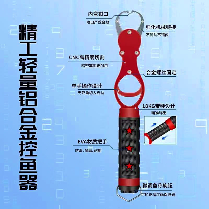 Aluminum Fish Gripper with Built-In Scale – product photo