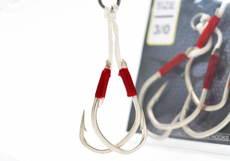 Slow Pitch Double Assist Hooks, Braided Line, 2 Pairs – product photo