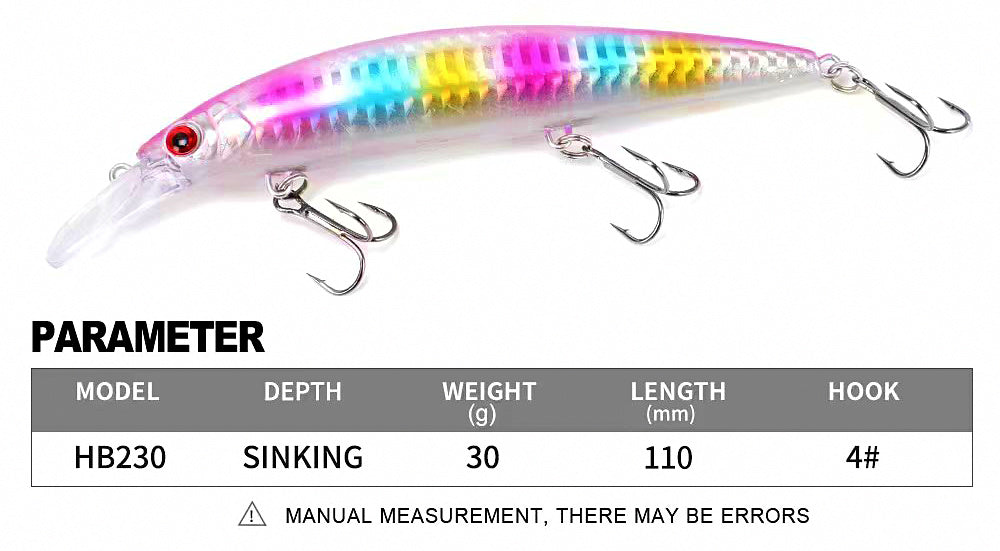 Glow Sinking Minnow Hard Bait, 11 cm (4.3 in), 30 g (1.1 oz) – product photo