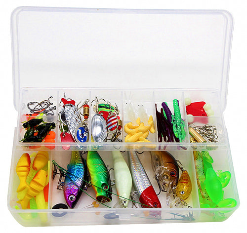 101-Piece Lure Kit with Box, Minnows, VIB & Soft Baits – product photo