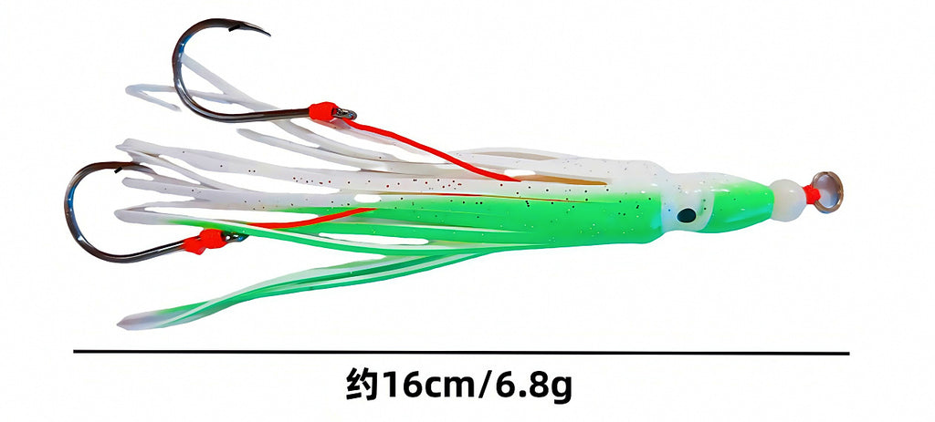 Glow Squid Jig Lure, Double Hook, 16 cm / 6.8 g (0.24 oz) – product photo