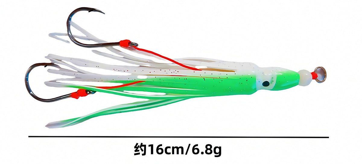Glow Squid Jig Lure, Double Hook, 16 cm / 6.8 g (0.24 oz) – product photo